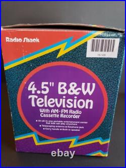 Vintage Radio Shack 4.5 B&W Television With AM-FM Radio Cassette Recorder. Used