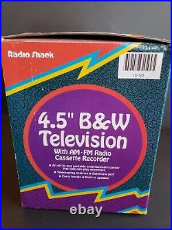 Vintage Radio Shack 4.5 B&W Television With AM-FM Radio Cassette Recorder. Used