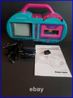 Vintage Radio Shack 4.5 B&W Television With AM-FM Radio Cassette Recorder. Used