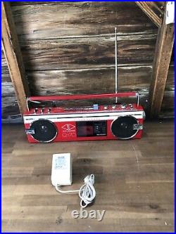 Vintage Rare Sharp QT-70 Stereo Radio Cassette Recorder Red! AC Adapter