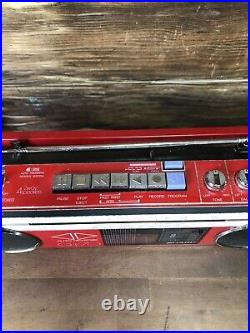 Vintage Rare Sharp QT-70 Stereo Radio Cassette Recorder Red! AC Adapter