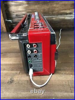 Vintage Rare Sharp QT-70 Stereo Radio Cassette Recorder Red! AC Adapter