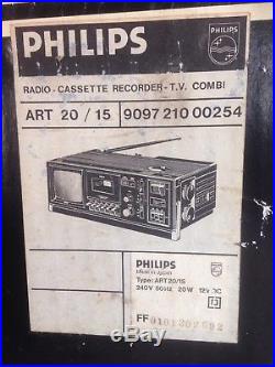 Vintage Retro TV RADIO CASSETTE RECORDER PHILIPS ART20