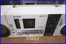 Vintage SHARP QT 37H WHITE BOOMBOX Stereo Radio Cassette Player Recorder