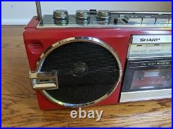 Vintage SHARP QT-77 RED Dual Cassette Recorder Shortwave AM/FM Boombox RARE
