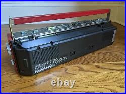 Vintage SHARP QT-77 RED Dual Cassette Recorder Shortwave AM/FM Boombox RARE