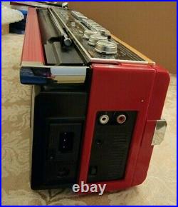 Vintage SHARP QT-78 Red Dual Cassette Recorder AM/FM Boombox RARE with Cord