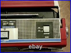 Vintage SHARP QT-78 Red Dual Cassette Recorder AM/FM Boombox RARE with Cord