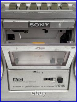 Vintage SONY AM/FM Stereo Cassette Recorder Boombox CFS-45 Radio Works Read Desc