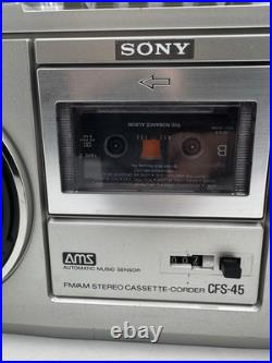 Vintage SONY CFS-45 AM/FM Boombox Cassette Player Recorder Tested Works READ