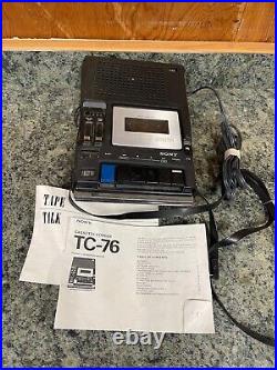 Vintage SONY TC-76 DELUXE CASSETTE CORDER Tape Recorder transcriber with Case cord