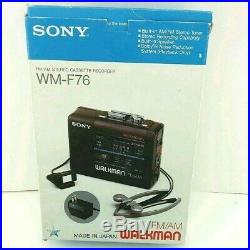 Vintage SONY Walkman WM-F76 FM/AM Stereo Cassette Recorder in Original Box RARE