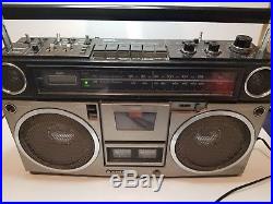 Vintage Sanyo M 9990 Stereo Cassette Recorder 4 Speaker Boombox with Quartz Timer