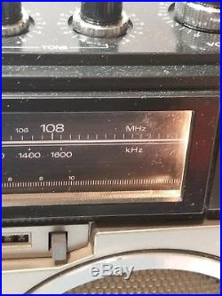 Vintage Sanyo M 9990 Stereo Cassette Recorder 4 Speaker Boombox with Quartz Timer