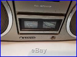 Vintage Sanyo M 9990 Stereo Cassette Recorder 4 Speaker Boombox with Quartz Timer