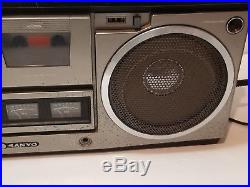 Vintage Sanyo M 9990 Stereo Cassette Recorder 4 Speaker Boombox with Quartz Timer