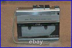 Vintage Sanyo M1120 Mini Cassette Recorder and Player Walkman WORKING + Box