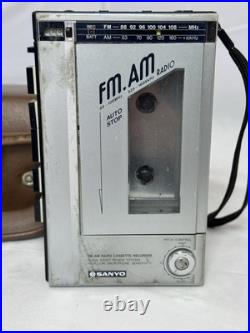 Vintage Sanyo M1770F Mini Radio Cassette Player Bundle With Leather Case TESTED