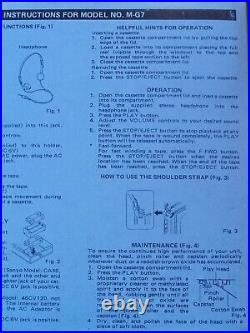 Vintage Sanyo MG-7 Portable Cassette Player & Headphones NEW Old Stock Open Box