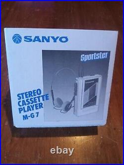 Vintage Sanyo MG-7 Portable Cassette Player & Headphones NEW Old Stock Open Box