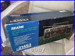 Vintage Sears AM FM Stereo RAdio Double Cassette Recorder Rare Open Box New