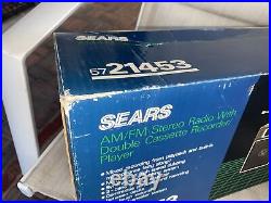 Vintage Sears AM FM Stereo RAdio Double Cassette Recorder Rare Open Box New