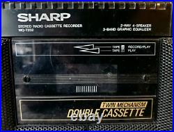 Vintage Sharp Dual Cassette Recorder Player Radio Stereo Boombox wq-t232