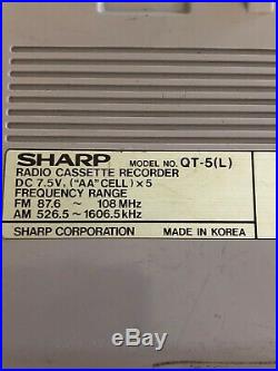 Vintage Sharp QT-5 AM/FM Radio Cassette Recorder 1spkr version stranger Things