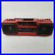 Vintage-Sharp-WQ-T282-R-Red-Boombox-Dual-Tape-Cassette-Recorder-Radio-Tested-01-qu