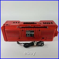 Vintage Sharp WQ-T282(R) Red Boombox Dual Tape Cassette Recorder Radio Tested