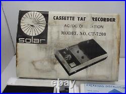 Vintage Solar Brand Model No. CT-7200 Cassette Tape Recorder Works Excellent Con