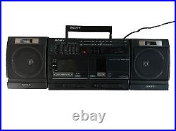 Vintage Sony Boombox CFS-W370 Radio Cassette Recorder Removable Speakers 1991 NM