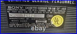 Vintage Sony CF-450 Cassette Recorder and AM/FM Radio 1971