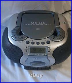 Vintage Sony CFD-E55 CD Radio Cassette Recorder Player Boombox Clock Timer