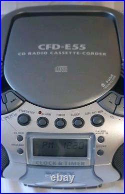 Vintage Sony CFD-E55 CD Radio Cassette Recorder Player Boombox Clock Timer