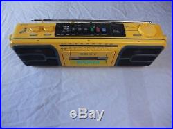 Vintage Sony Sport Yellow Boombox CFS-950, Radio Cassette Player Recorder