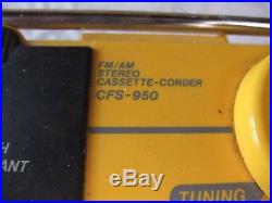 Vintage Sony Sport Yellow Boombox CFS-950, Radio Cassette Player Recorder