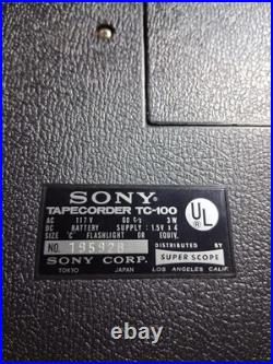 Vintage Sony TC-100 Portable Tape Deck Cassette Tapecorder, Microphone & Cases