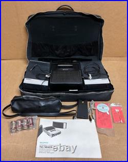 Vintage Sony TC-124 Stereo Cassette Recorder Microphone and Case Tested Works