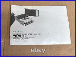 Vintage Sony TC-124 Stereo Cassette Recorder Microphone and Case Tested Works