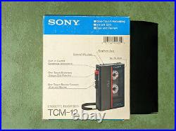 Vintage Sony TCM-12 Cassette Recorder Complete in Box with Manual Tested & Works