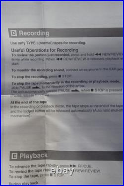 Vintage Sony TCM-S63 Hanheld Cassette Recorder