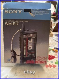 Vintage Sony Walkman Cassette Corder Recorder AM/FM Radio WM-F17 As Is With Box