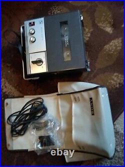 Vintage Sonymatic tape recorder Sony Large cassette has mic power cord etc