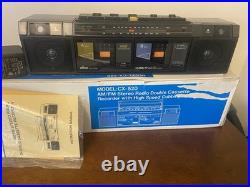 Vintage Unitech CX-520 AM/FM Stereo Double Cassette Recorder Boombox WithBox