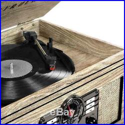 Vintage Vinyl Record Player Speakers Bluetooth Radio Classic CD Cassette AUX