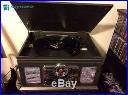 Vintage Vinyl Turntable Record Player Built-In Bluetooth FM Radio Cassette CD