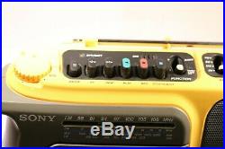 Vintage Yellow Sony CFM-104L SPORTS Cassette Player Tape Recorder FM/SWithMWithLW