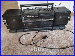 Vintage Yorx Triple Cassette Player Recorder Portable AM/FM Stereo System P1310