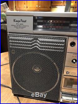 Vtg 1980s Kings Point PS-420 double Cassette Recorder FM/AM Stereo Boombox